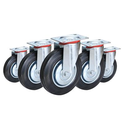 China Other Industrial Equipment Medium Duty Steel Plate Swivel Casters Rubber Wheels for sale