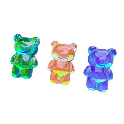 China Universal Adjustable Colorful Transparent Bear Desktop Stand Cartoon Phone Bracket For iPhone Handle UP Fold Telescopic Stand for sale