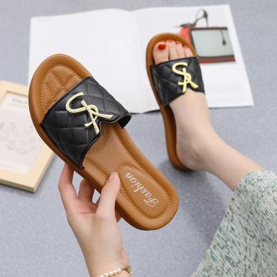 China Damping 2022 new design flat custom ladies YS slippers wholesale SAYAS sandals women's outdoor alphabetic slipper logo YS for sale