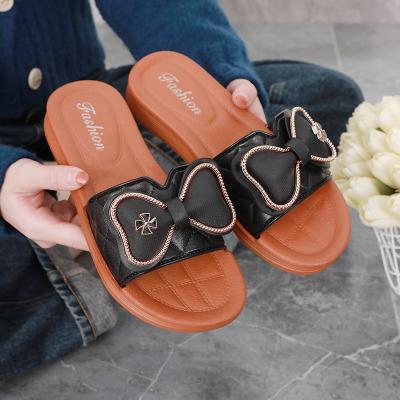 China Cushioning SAYAS Summer Sandals Bowknot Casual Beach Shoes Flats Ladies Stretch Sliders Slipper Women Slippers for sale