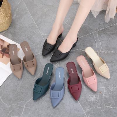 China Cushioning SAYAS Classic Design Square Bow High Heels Ladies 4 Cm Wedge Platform Women Slipper Jelly Sandals for sale