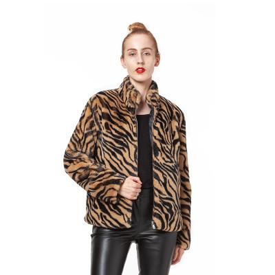 China 2021 Ladies Fluffy Coat Leopard Tiger Print Casual Loose Fashion Faux Fur Jackets Out Warm Fluffy Outwear for sale