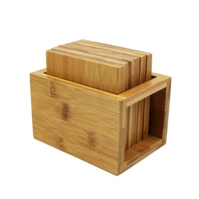 China Sustainable Factory Direct Customized Bamboo Cup Coaster Set with 6 pieces cup holders for sale