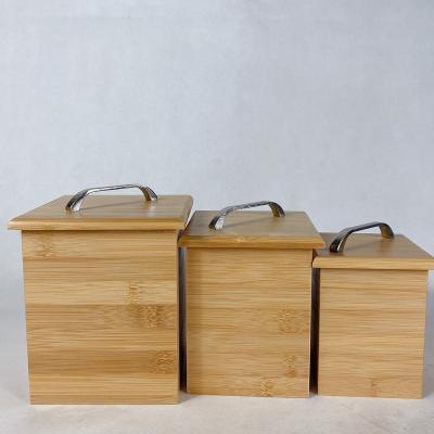 China Freshness Preservation 3 dimensions Wooden & bamboo storage boxes seasoning storage box with bamboo lid for sale