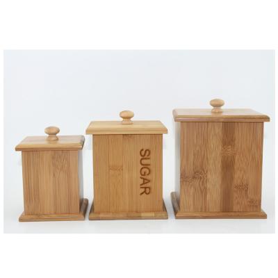 China Freshness Preservation Kitchen seasoning box set of 3 rectangle customized bamboo storage box with lid for sale