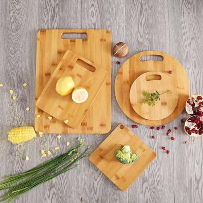 China Sustainable Modern round rectangular chopping board bamboo cutting board set for sale