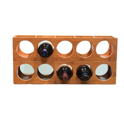 China Sustainable Free Standing Bamboo Wine Glass Bottle Holder Wine Display Rack for sale