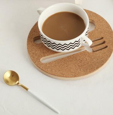 China Sustainable Custom printing cup mat natural bamboo cork coaster for coffee beer cup for sale