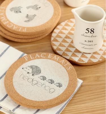 China Sustainable Wholesale high quality custom printing cork coaster round natural for sale