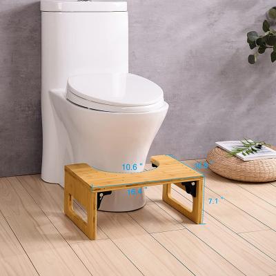 China Foldable Bamboo Wood Bathroom Toilet stool with anti slip feet for sale