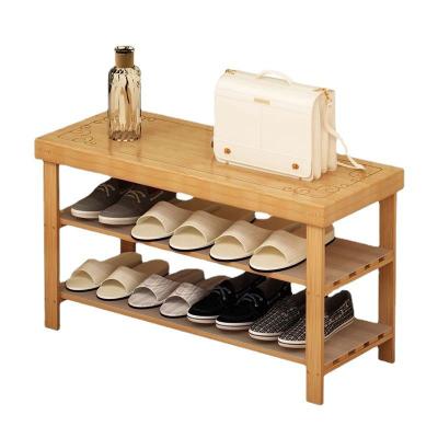 China Living Room Factory Direct Customized 3-Tier Bamboo Shoe Rack bench for Entryway shoe storage organizer for sale