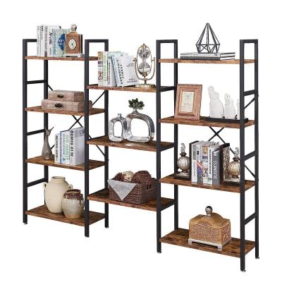 China Adjustable (height) Triple 4 Tier Bookshelf, Bookcase with 11 Open Display Shelves, Wide Book Shelf Book Case for Home & Office for sale