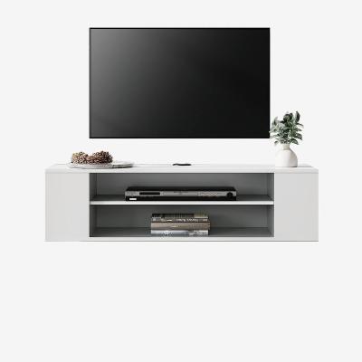 China Eco-friendly Material white wooden floating tv stand wall mount unit tv stand tv cabinet for living room for sale