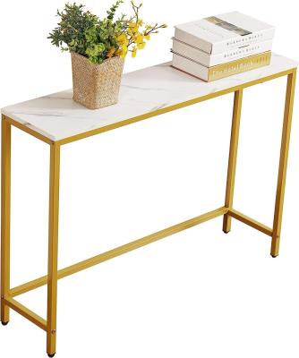 China Eco-friendly Material Hallway Marble Console Table Modern Sofa Table with Golden Frame for sale