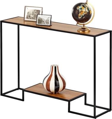 China Eco-friendly Material foyer table nordic console table minimalist style walnut wooden top Metal Frame for sale