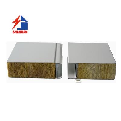 China 50mm Metal Waterproof Fireproof Rock Wool Sandwich Panel For Wall for sale