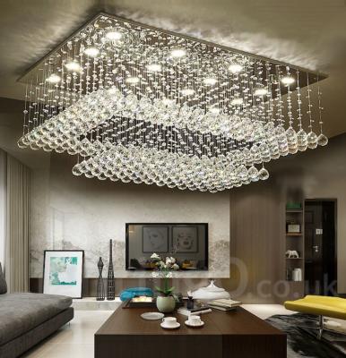 China Modern Led Modern Large Square Crystal Ceiling Chandeliers Living Room Hotel Lobby Pendant Light Indoor Ceiling Lamp for sale