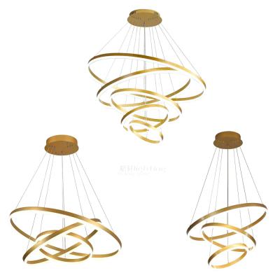 China Modern Designer Gold Ring Modern Led Pendant Light Fixture Around Hanging Led Chandeliers for sale