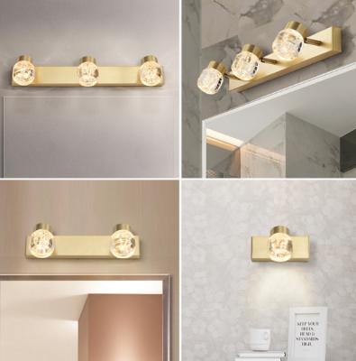 China Industrial Gold LED Mirror Lighted Vanity 2 Wall Mirror Light Copper Light For Bathroom IP44 Waterproof for sale