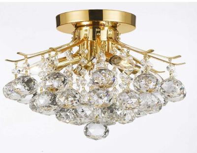 China Residential Finish Crystal Chandelier in Gold with 4 Light Ceiling Fixture for Dining Room Bedroom for sale