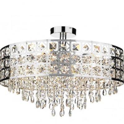 China Chrome Finish Residential Chandelier With Bulbs For Modern High And Low Ceiling Rooms Circular Light Fixture for sale