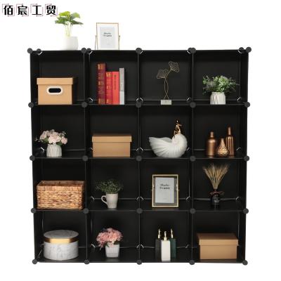 China 16-Cube Storage 16-Cube Modular Book Shelves Organizer Cabinet Storage Shelves Cubes Adjustable Plastic Cabinet DIY Organizer for sale