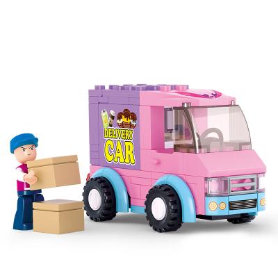 China 102PCS City Building Kit Construction Toy Sluban Building Blocks M38-B0520 Transport Car For Children for sale