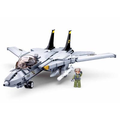 China Toy Sluban Building Blocks M38-B0755 F14D Flat Fighter Aircraft 404PCS Toys Model Bricks Construction Kit For Kids for sale