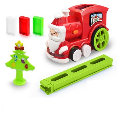 China 90/120PCS Toy Christmas Domino Train Slot Blocks Gathering Toy Set Electric Model Train with Lights and Sounds Building and Stacking Toys for sale