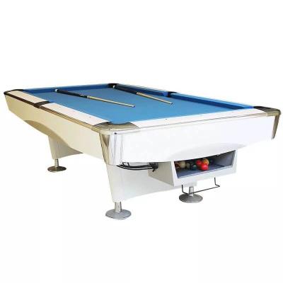 China 9ft Game Billiards Toulet Indoor Solid Wood White Lightweight Table with Automatic Ball Return System Table Accessories, Billiard Accessories Set for sale