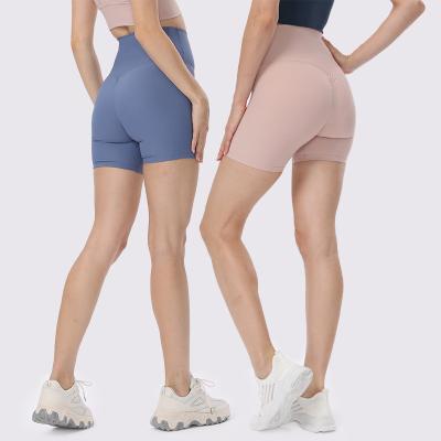 China Newest Breathable Sweat-Wicking Ribbed Crotchless Yoga Shorts Women Gym Equipment Sports Shorts Pants Ladies Bodybuilding Short Pants for sale