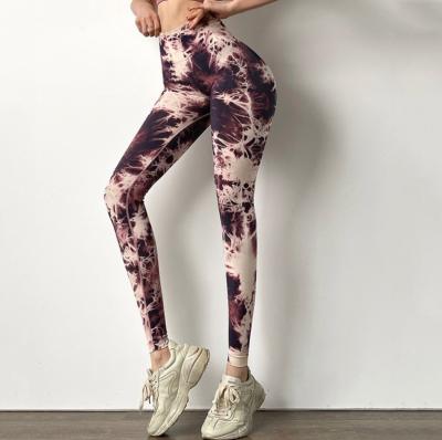 China Seamless Breathable High Quality Fabric Tie Dye Yoga Leggings Women Gym Fitness Workout Pants Ladies Training Clothing Legging for sale