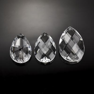 China Europe Wholesale Grid Multi Faceted Teardrop Crystal Pendants Transparent Crystal Chandelier Parts Accessories for sale