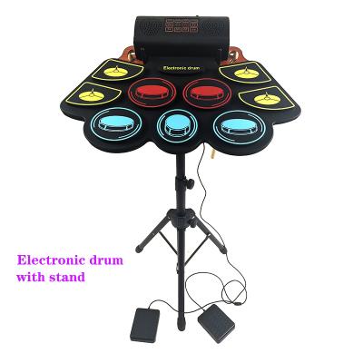 China Silica Gel Factory Wholesale Midi Set Electronic Rolling Pads Professional Custom Bass Stick Drum With Drum Stand for sale