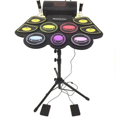 China Silica Gel Hand Roll Up USB Electronic Drum Set Portable Drum Practice Folding Silicone Drum Pad for sale