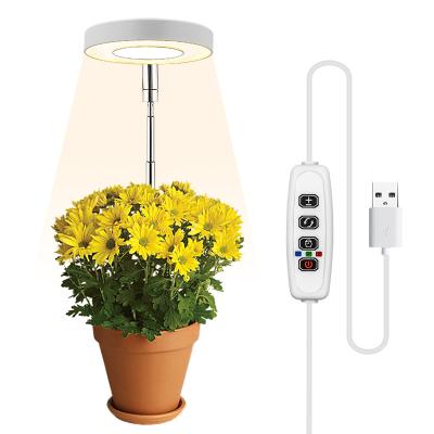 China Other 2022 Full Spectrum Telescopic Rod with USB Wire Led Plant Light Round Cycle Potted Plant Light Sync Supplement for sale