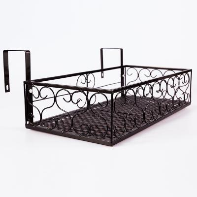 China European Style Balcony Viable Flower Rack Window Storage Basket Iron Plant Hanger Metal Single Layer Rack for sale