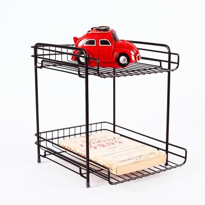 China Home office tier metal rack shelf storage stand kitchen bathroom countertops storage wire corner office 2 tier stand for sale