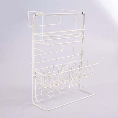 China Viable Home and Kitchen Fridge Side Shelf Shelf Storage Rack with 5 Hangers Multifunctional Hook Organizer for sale