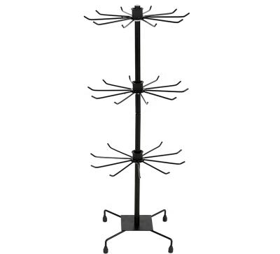 China Eco-friendly 3 Layer Wire Floor Shop Display Rack / 3 Head Chain Display Stand Jewelry Rotating Rack Accessories / Shop Hook Rotating Rack for sale