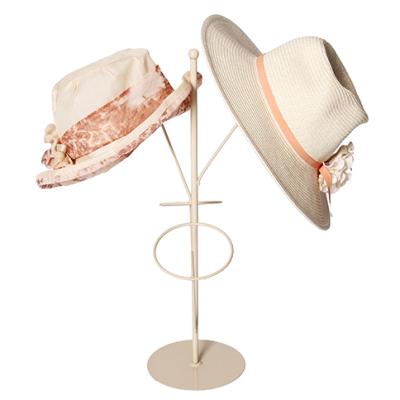 China Retail Store Wire Hat Rack 2-Tier 4 Hats Display Rack Counter / Freestanding Hat Floor Stand For Retail Store for sale