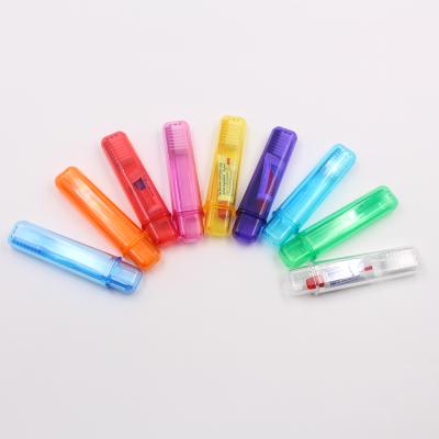 China Travel Collapsible Foldable Toothbrush with Toothpaste Handle Colorful Toothbrush for sale