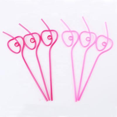 China Stocked Food Grade Plastic Material Heart Shape Drinking Straw for sale