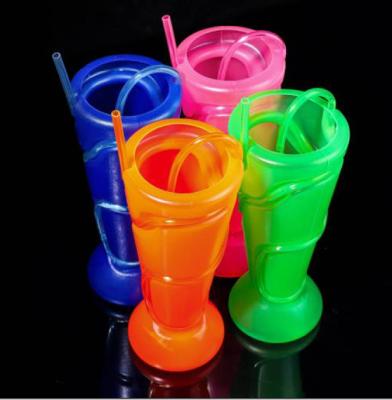 China Manufacturer Wholesale Stocked Cup With Straw Beverage Milk Juice PP Plastic Bottle for sale