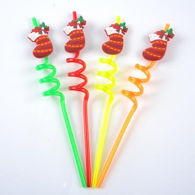 China Art Decor Christmas Special Art Shape Plastic Drinking Straws for sale