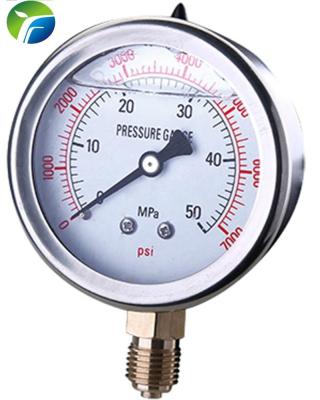 China Lower Connection 2.5 Inch 63mm 50mpa 7000psi Lower Connection Liquid Filled 2.5 Inch Stainless Steels Pressure Gauges Pressure Gauge for sale