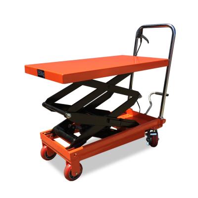 China Factory Direct Custom Heavy Duty 350kg Heavy Duty Small Double Platform Manual Hydraulic Mobile Scissor Lift Table for sale