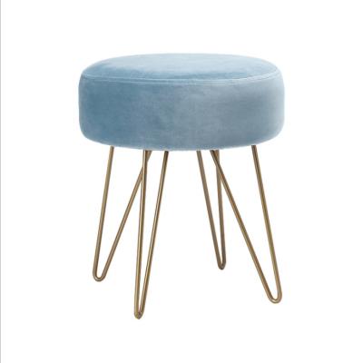 China (Other)Adjustable Nordic Iron Bedroom Furniture Home Stool Velvet Suede Bedroom Stool With Gold Metal Legs for sale