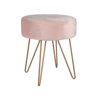 China (Other)Adjustable Nordic Iron Bedroom Furniture Home Stool Velvet Suede Bedroom Stool With Gold Metal Legs for sale