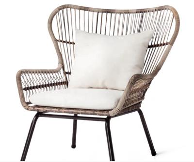 China Eco-friendly wooden rattan chair garden wicker chair nordic garden sets rattan chair for sale